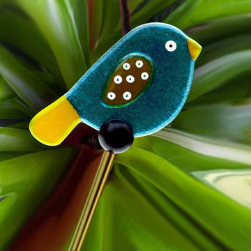 Birdie Garden Stakes  - Aqua & Yellow