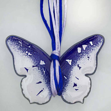 Hanging Butterflies Studio Glass - White Blue