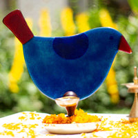'Chidiya Chirag' - Bird T-Light Lamps (Blue & Dark Red)