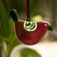 Little Quirky Studio Glass Hanging Birds - Onion Pink Green
