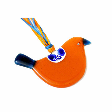 Little Quirky Studio Glass Hanging Birds - Orange & Blue