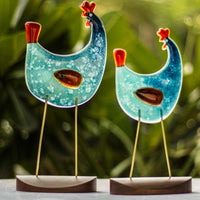 Speckled Rooster - (Sea Green / Aqua - Red)
