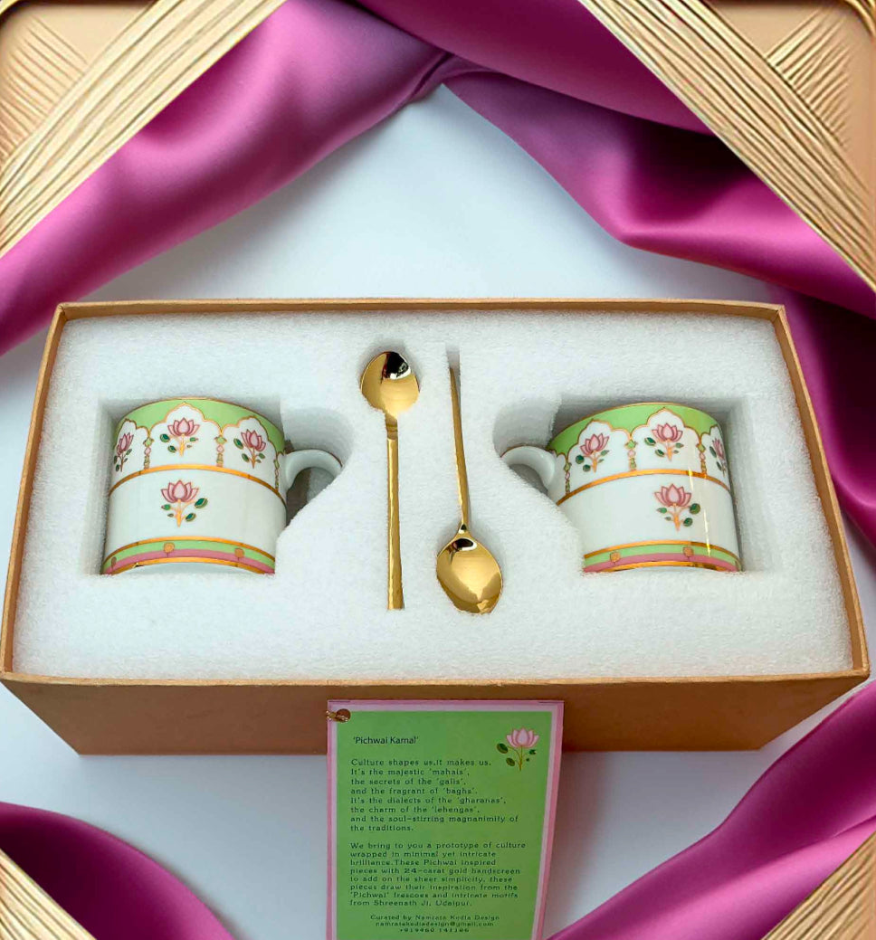 Rata Tea Set 'Pichwai Kamal' Tea Heritage Gift Set – Namrata Kedia Design