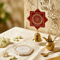 Red Shree Yantra with Bell & Beautiful Marble Agarbati Holder