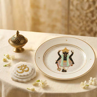 Shree Vishnu Ji Plate with wooden stand & OM Marble decor for gifting / home & Office Decor