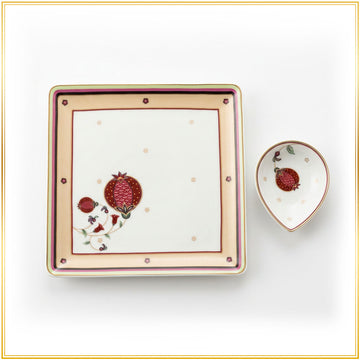 Anaar Bloom Square Plate with Dip