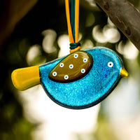 Hanging Birdie  - Aqua & Yellow