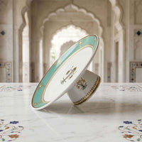 parchin kari mithai plate large with gold work on white and floral design