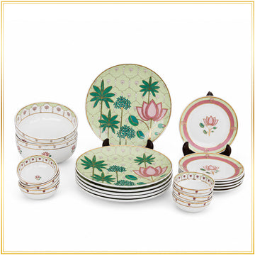Pichwai Kamal' Dinner Set (For six) 20 Pieces