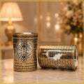 beautiful blue and gold design glass