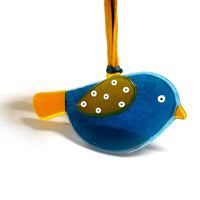 Hanging Birdie  - Aqua & Yellow