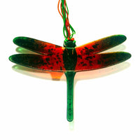 Gorgeous Hanging Dragonflies Studio Glass - Red & Green