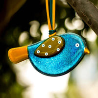 Hanging Birdie  - Aqua & Yellow