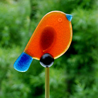 Birdie Garden Stakes  - Orange & Aqua