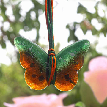 Hanging Butterflies Studio Glass - Orange & Green
