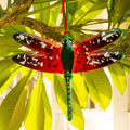 Gorgeous Hanging Dragonflies Studio Glass - Red & Green