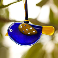 Hanging Birdie  - Ink Blue Yellow