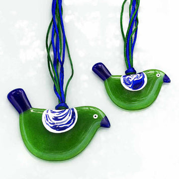 Little Quirky Studio Glass Hanging Birds - Parrot Green