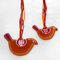 Little Quirky Studio Glass Hanging Birds - Orange Red