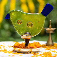 'Chidiya Chirag' - Bird T-Light Lamps - Light Yellow & Blue