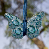 Sweet Hanging Butterflies Studio Glass - Turquoise Bubbles