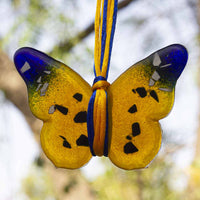 Sweet Hanging Butterflies Studio Glass - Yellow & Blue