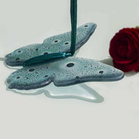 Sweet Hanging Butterflies Studio Glass - Teal bubbles
