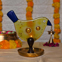 'Chidiya Chirag' - Bird T-Light Lamps - Light Yellow & Blue