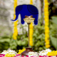 Gajraj T-Light Lamps with 24 Carat Gold Transfer (Blue)