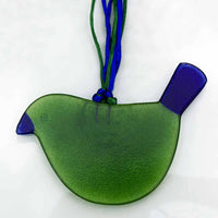 Little Quirky Studio Glass Hanging Birds - Parrot Green