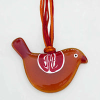 Little Quirky Studio Glass Hanging Birds - Orange Red