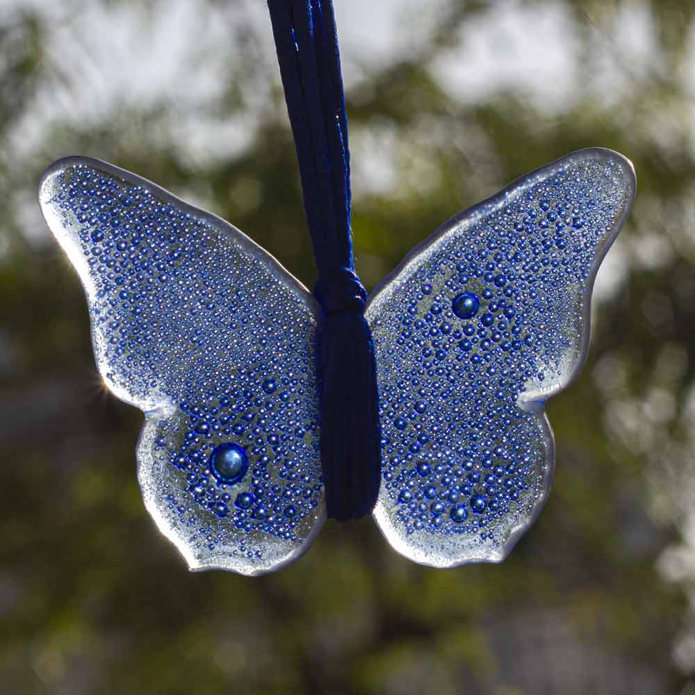 Sweet Hanging Butterflies Studio Glass -  Pale Blue