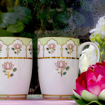 'Pichwai Kamal' Mugs - Set of Two (300ml)