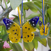 Sweet Hanging Butterflies Studio Glass - Yellow & Blue