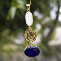 Blue Glass with fine filigree 10 paisa Collection Pendant