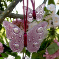 Sweet Hanging Butterflies Studio Glass - Dark Pink Bubbles