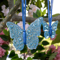 Sweet Hanging Butterflies Studio Glass - Turquoise Bubbles