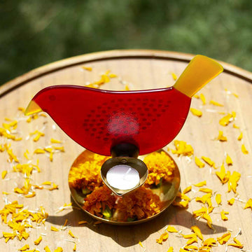 'Chidiya Chirag' - Bird T-Light Lamps ( Red & Yellow)