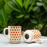 Green & Red Tulip Tea Cups (250ml) - Set of Two