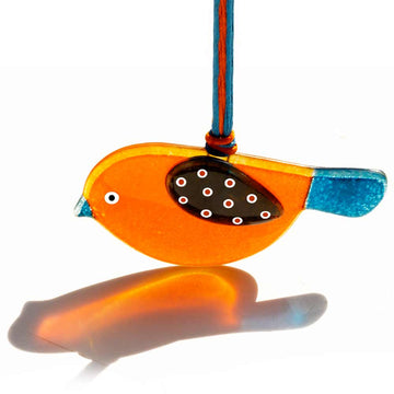 Hanging Birdie  - Orange Aqua Blue