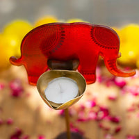 Gajraj T-Light Lamps with 24 Carat Gold Transfer (Red)