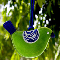 Little Quirky Studio Glass Hanging Birds - Parrot Green