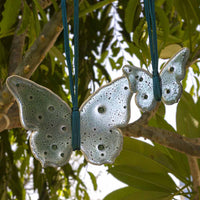 Sweet Hanging Butterflies Studio Glass - Teal bubbles