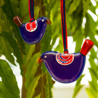 Little Quirky Studio Glass Hanging Birds- Blue & Red