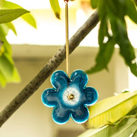 Quirky Blue Flower with Brass Stem