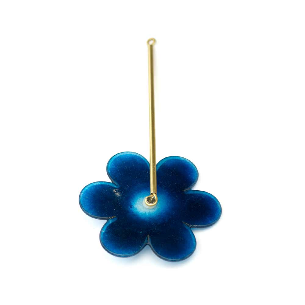 Quirky Blue Flower with Brass Stem