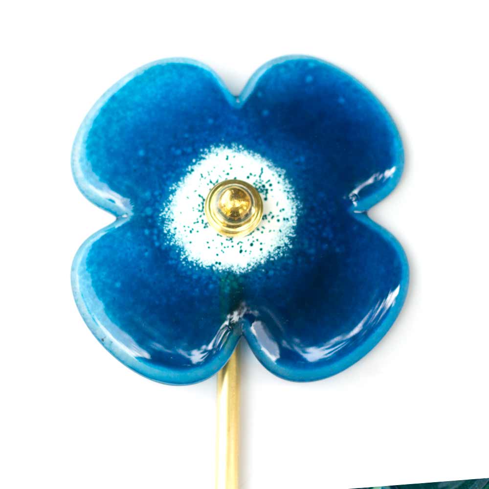 Quirky Blue Flower (Small) with Brass Stem