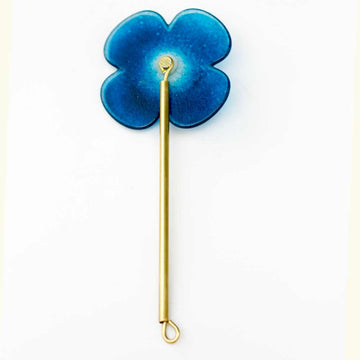 Quirky Blue Flower (Small) with Brass Stem