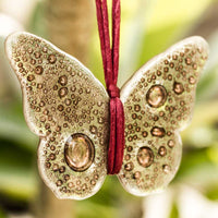 Sweet Hanging Butterflies Studio Glass - Brown Bubbles