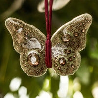 Sweet Hanging Butterflies Studio Glass - Brown Bubbles